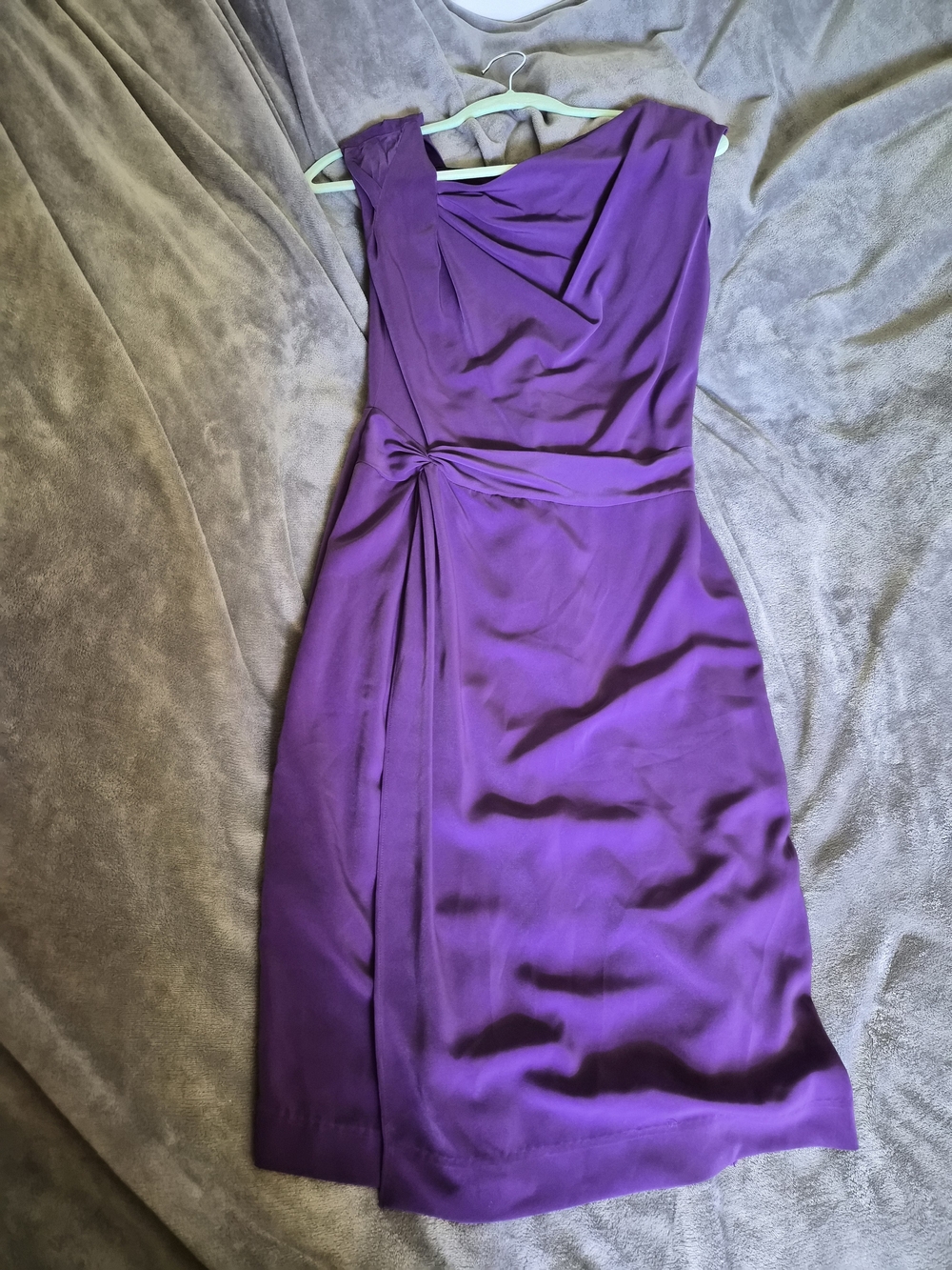 New York & Company Purple One-Shoulder Draped Dress